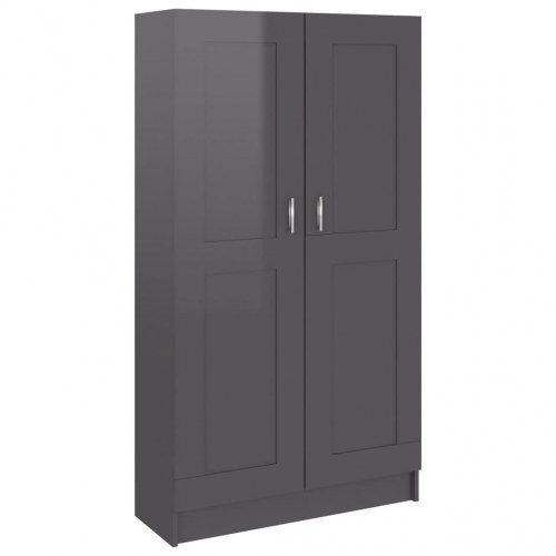 Bogreol 82,5x30,5x150 cm konstrueret træ grå højglans