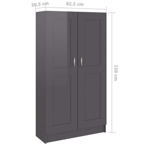 Bogreol 82,5x30,5x150 cm konstrueret træ grå højglans