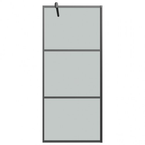 Brusevæg med hylde 90x195 cm sikkerhedsglas og aluminium sort