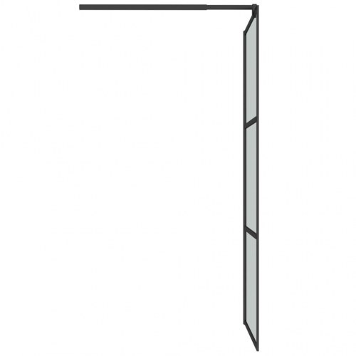 Brusevæg med hylde 90x195 cm sikkerhedsglas og aluminium sort