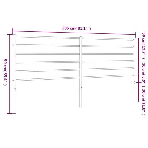 Sengegavl 200 cm metal hvid