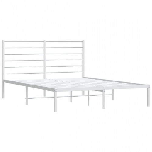 Sengeramme med sengegavl 140×200 cm - metal, hvid