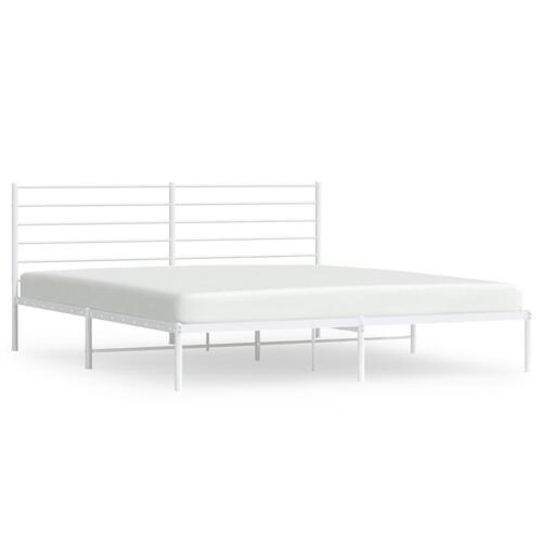 Sengeramme med sengegavl 200x200 cm metal hvid
