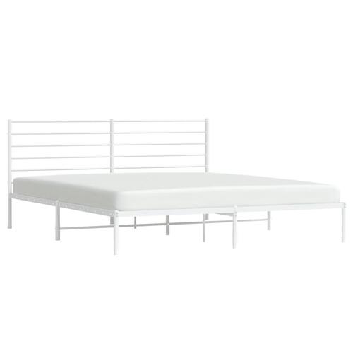 Sengeramme med sengegavl 200x200 cm metal hvid