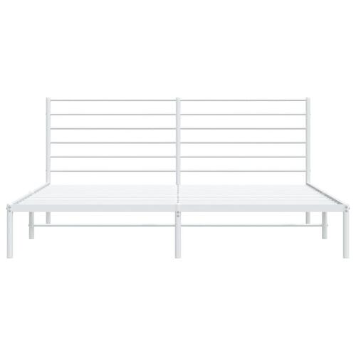 Sengeramme med sengegavl 200x200 cm metal hvid