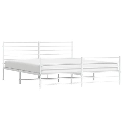 Sengeramme med sengegavl og fodgærde 200x200 cm metal hvid