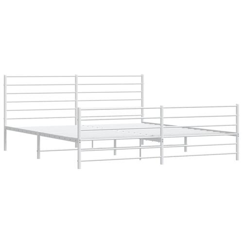 Sengeramme med sengegavl og fodgærde 200x200 cm metal hvid