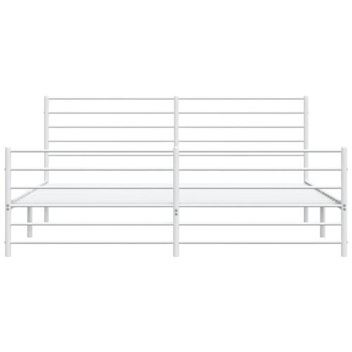 Sengeramme med sengegavl og fodgærde 200x200 cm metal hvid