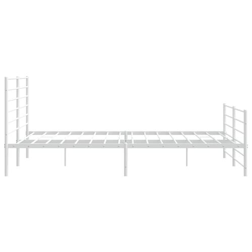 Sengeramme med sengegavl og fodgærde 200x200 cm metal hvid