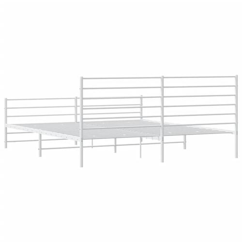 Sengeramme med sengegavl og fodgærde 200x200 cm metal hvid
