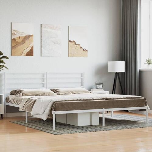 Sengeramme med sengegavl 180x200 cm metal hvid