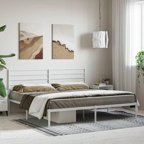 Sengeramme med sengegavl 180x200 cm metal hvid