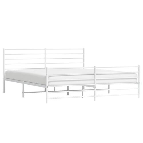 Sengeramme med sengegavl og fodgærde 180x200 cm metal hvid