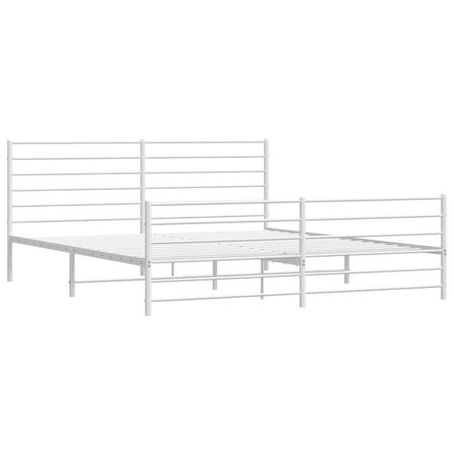 Sengeramme med sengegavl og fodgærde 180x200 cm metal hvid