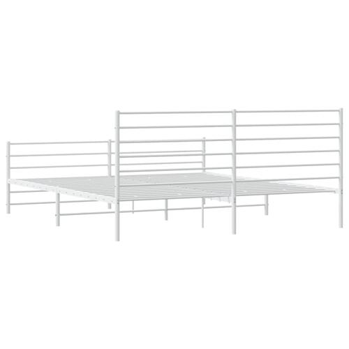 Sengeramme med sengegavl og fodgærde 180x200 cm metal hvid