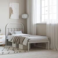 Sengeramme med sengegavl 90x200 cm metal hvid