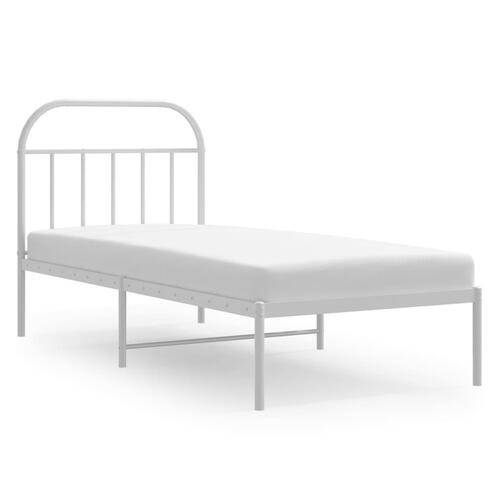 Sengeramme med sengegavl 90x200 cm metal hvid
