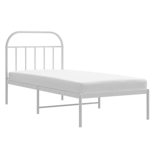 Sengeramme med sengegavl 90x200 cm metal hvid