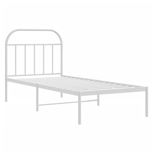 Sengeramme med sengegavl 90x200 cm metal hvid