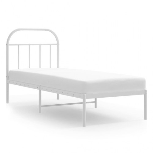 Sengeramme i metal med hovedgærde 75×190 cm - hvid