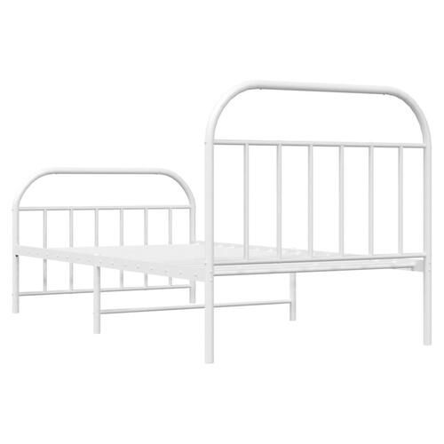 Sengeramme med sengegavl og fodgærde 100x190 cm metal hvid