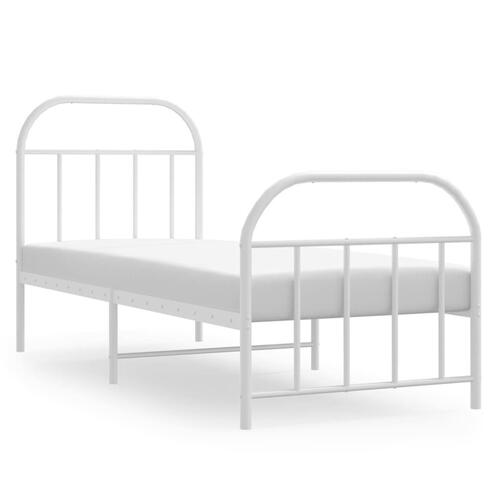 Sengeramme med sengegavl og fodgærde 75x190 cm metal hvid