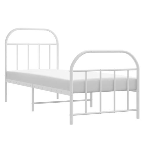 Sengeramme med sengegavl og fodgærde 75x190 cm metal hvid