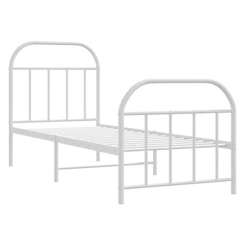 Sengeramme med sengegavl og fodgærde 75x190 cm metal hvid