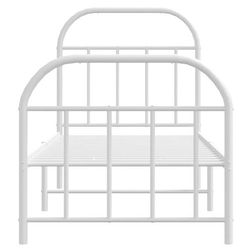 Sengeramme med sengegavl og fodgærde 75x190 cm metal hvid
