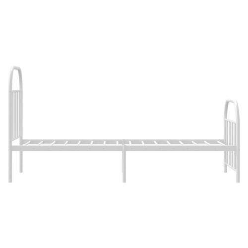 Sengeramme med sengegavl og fodgærde 75x190 cm metal hvid