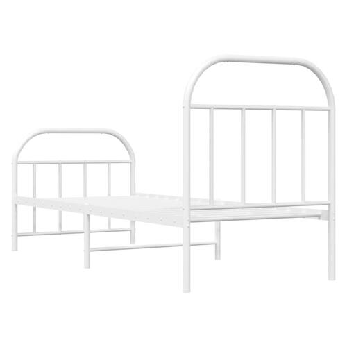 Sengeramme med sengegavl og fodgærde 75x190 cm metal hvid