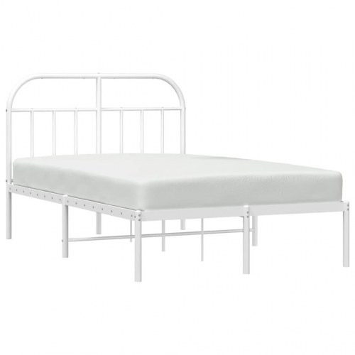 Sengeramme med sengegavl 135×190 cm - metal, hvid