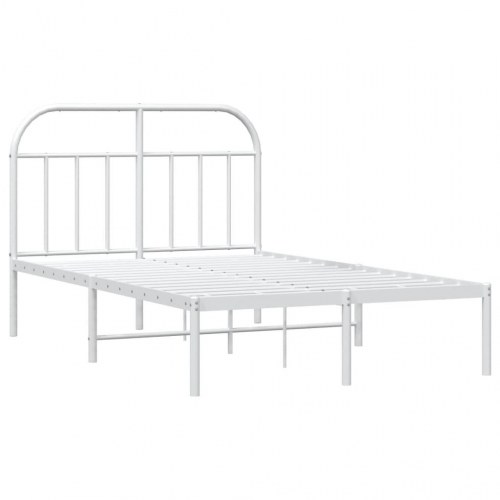 Sengeramme med sengegavl 135×190 cm - metal, hvid