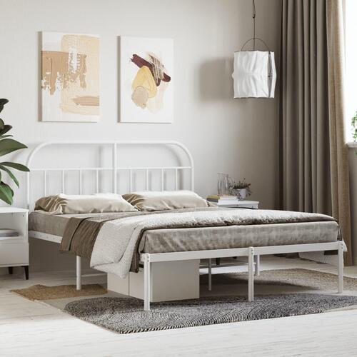 Sengeramme med sengegavl 140x200 cm metal hvid