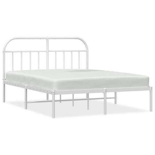 Sengeramme med sengegavl 140x200 cm metal hvid