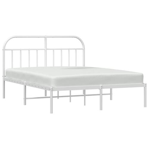 Sengeramme med sengegavl 140x200 cm metal hvid