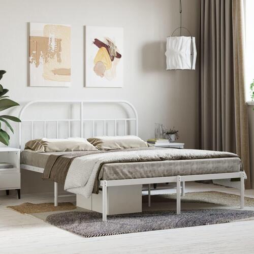 Sengeramme med sengegavl 140x190 cm metal hvid