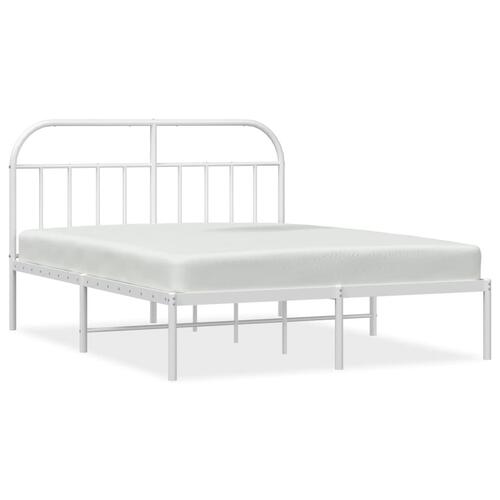 Sengeramme med sengegavl 140x190 cm metal hvid