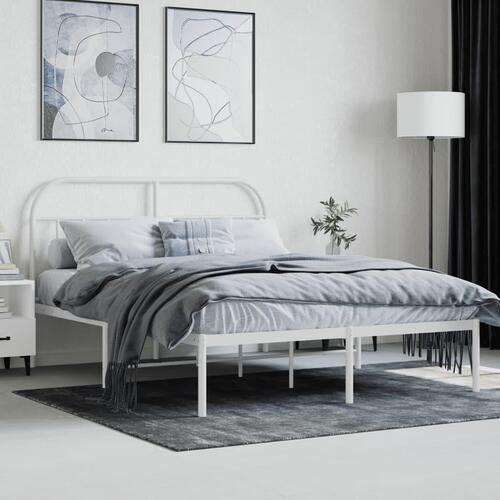 Sengeramme med sengegavl 140x190 cm metal hvid