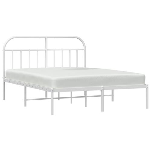 Sengeramme med sengegavl 140x190 cm metal hvid