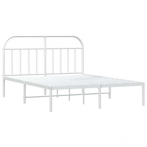 Sengeramme med sengegavl 150×200 cm - metal, hvid