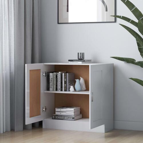 Bogreol 82,5x30,5x80 cm konstrueret træ hvid højglans