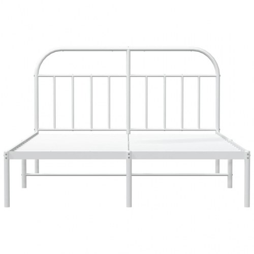 Sengeramme med sengegavl 150×200 cm - metal, hvid