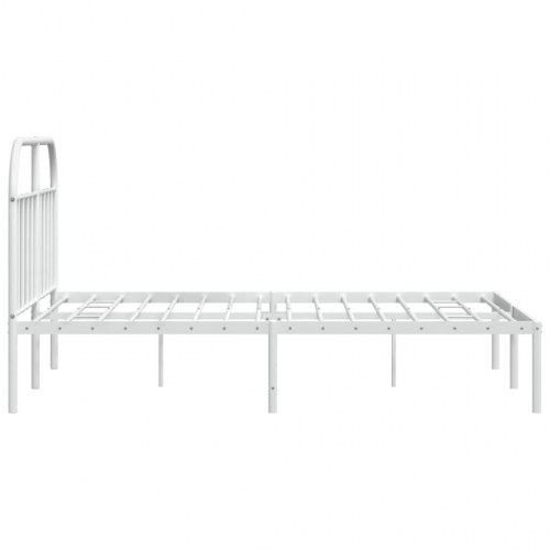 Sengeramme med sengegavl 150×200 cm - metal, hvid