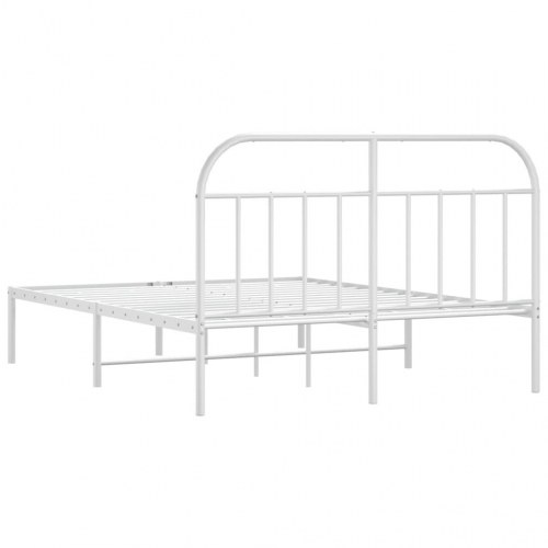 Sengeramme med sengegavl 150×200 cm - metal, hvid
