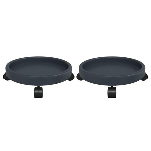Plantevogne med hjul 2 stk. diam. 34 cm 35 kg grå