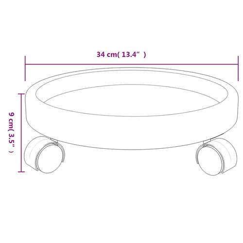 Plantevogne med hjul 2 stk. diam. 34 cm 35 kg grå