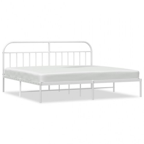Sengeramme med sengegavl i metal - 193×203 cm, hvid