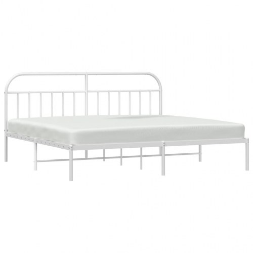 Sengeramme med sengegavl i metal - 193×203 cm, hvid