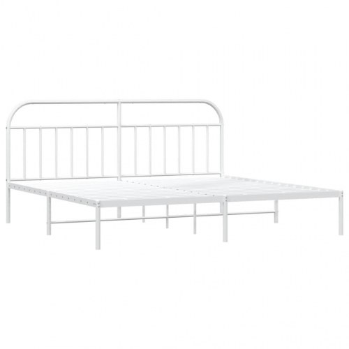 Sengeramme med sengegavl i metal - 193×203 cm, hvid